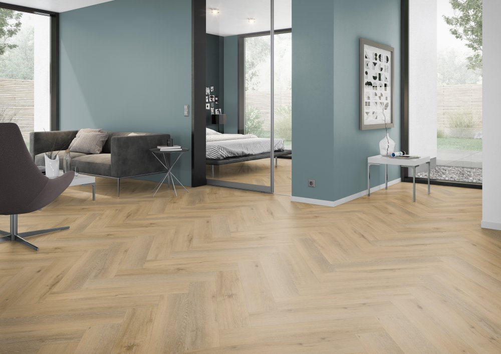 Belakos Attico 80 Visgraat Plak PVC Bruin