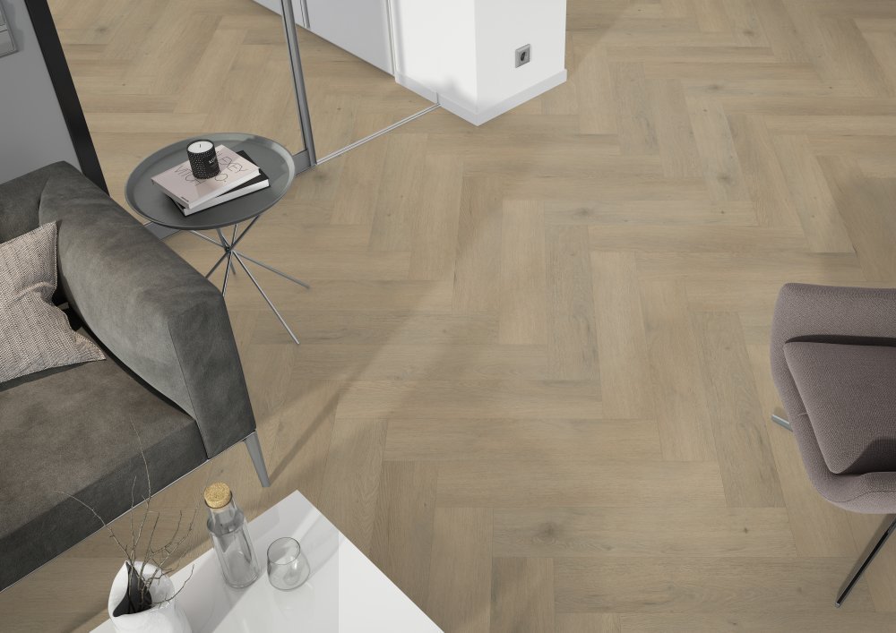 Belakos Attico 86 Visgraat Klik PVC Bruin